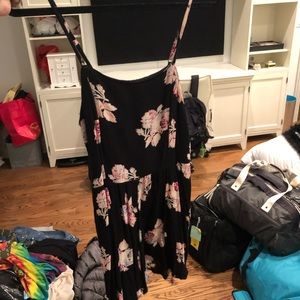 Urban Outfitters Black and Pink Flower Romper